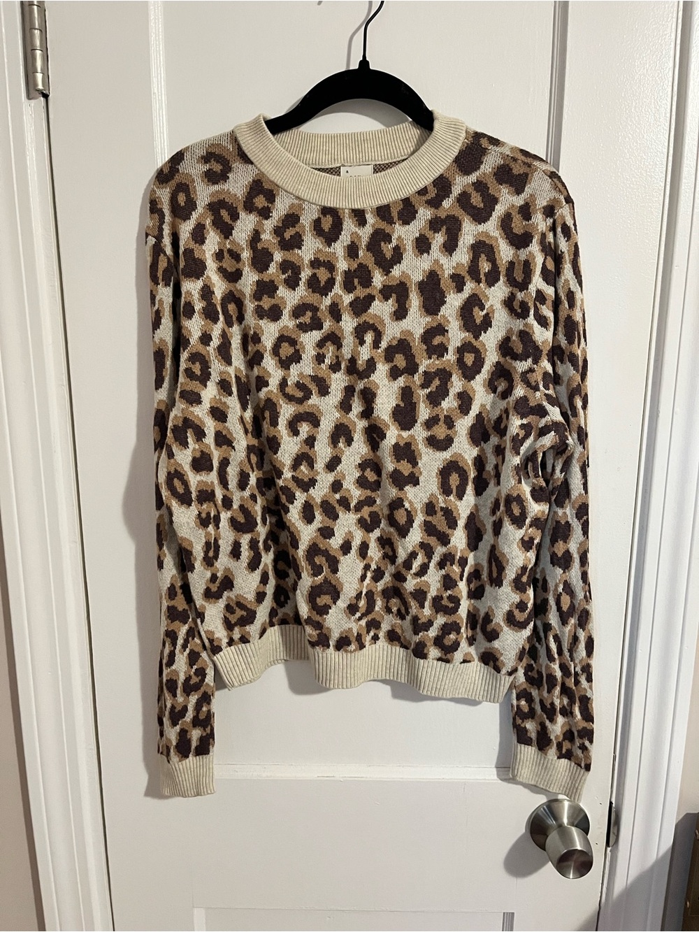 a new day Leopard Crewneck Sweater - Cream and Brown